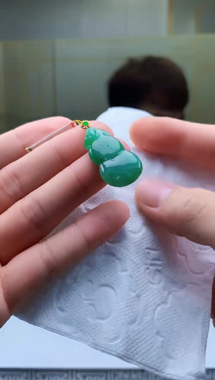 【闪购商品】定制翡翠18K金镶嵌4868bb-毛货挂件63
