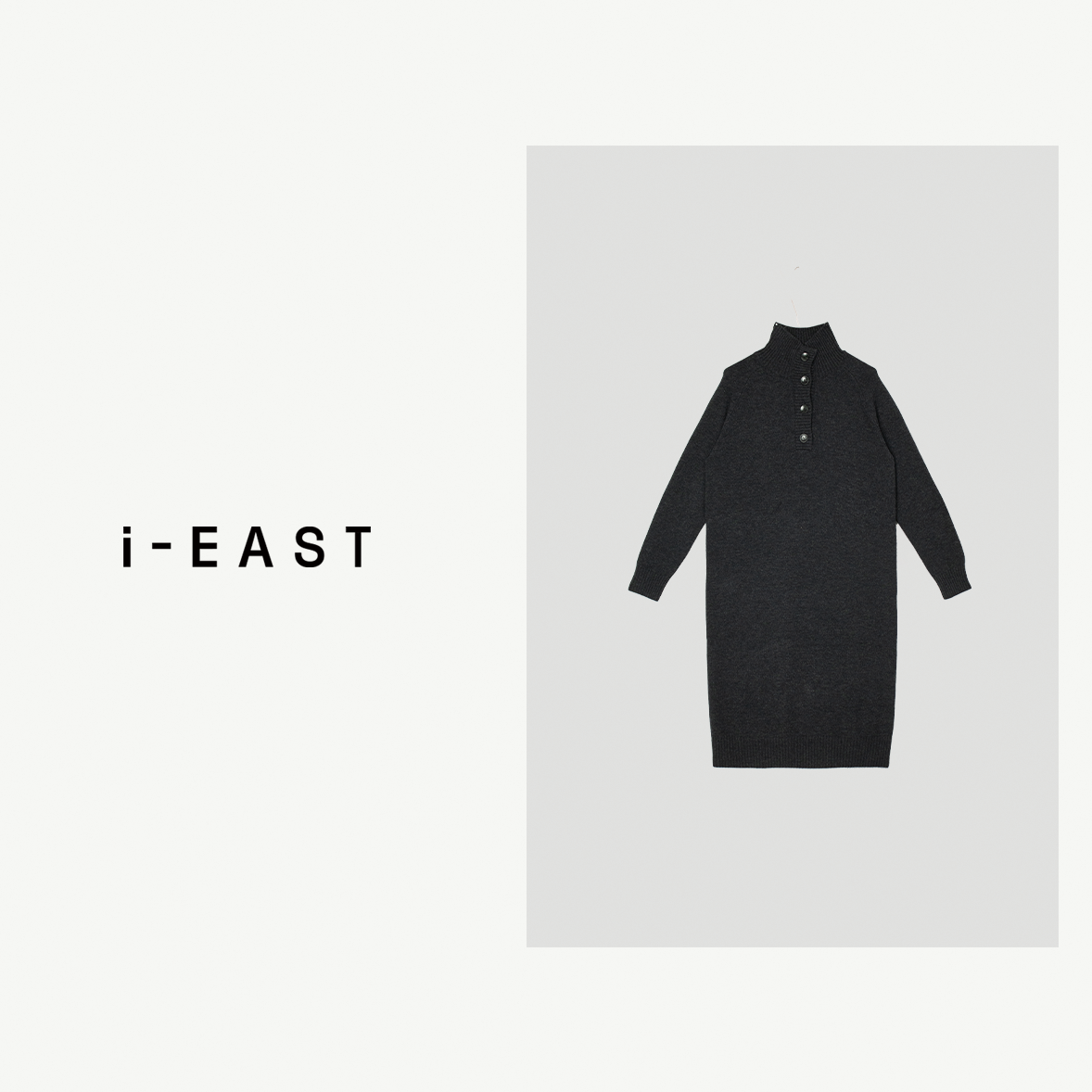 i-EAST 凛冬恋歌~修身遮肉设计感长袖连衣裙-4D Q12948