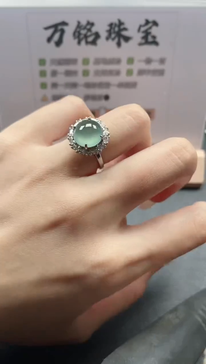 银S925镶嵌戒指翡翠51511