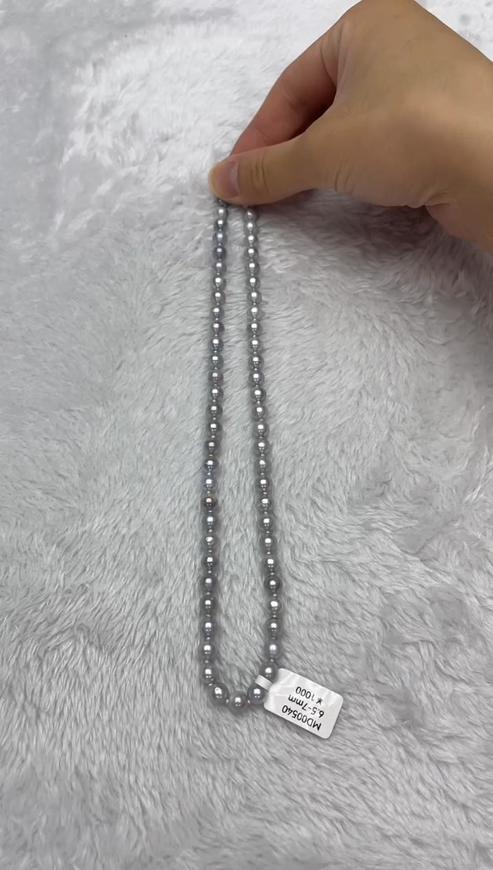 海水珍珠银S925镶嵌项链AK真多麻6.5-7mm