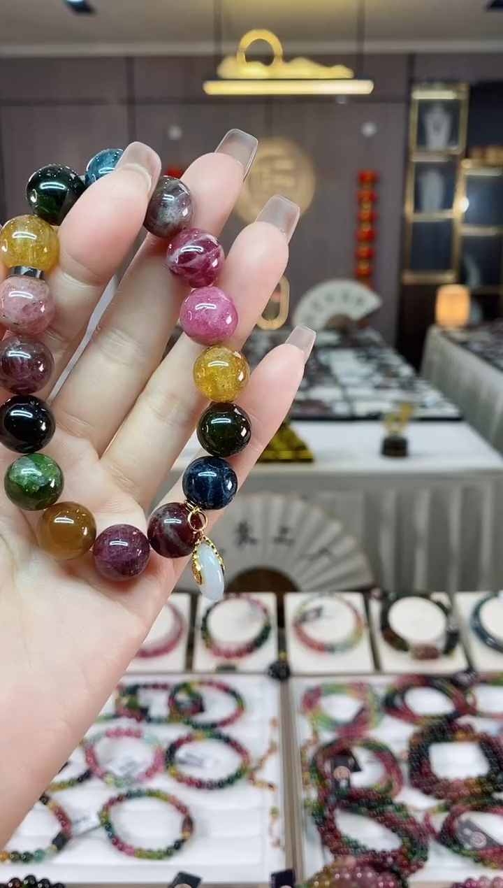 【闪购商品】碧玺单圈手串12mm+未镶嵌多样性发货一条dan