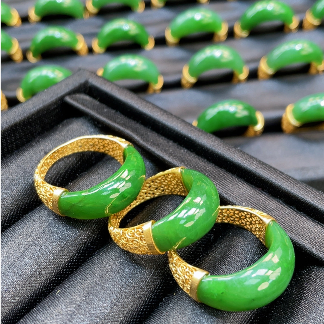 【年底福利】S925银丨1和田玉月牙戒指丨天然玉石丨多样性发一丨