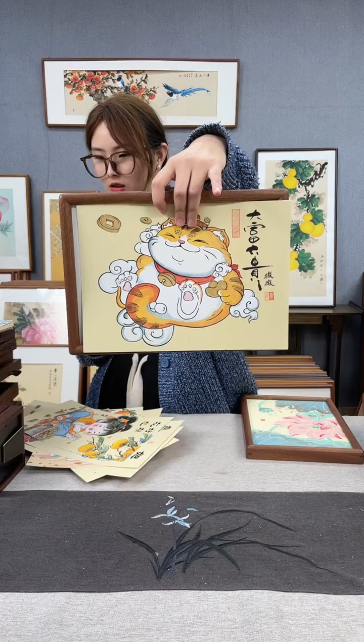 【闪购商品】国画A4-23*32摆台手绘作品-