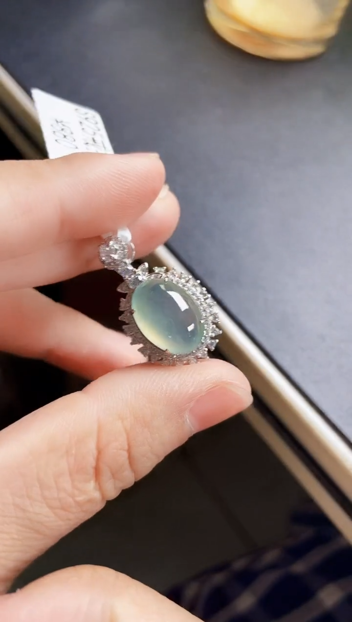 翡翠银S925镶嵌颈饰456879