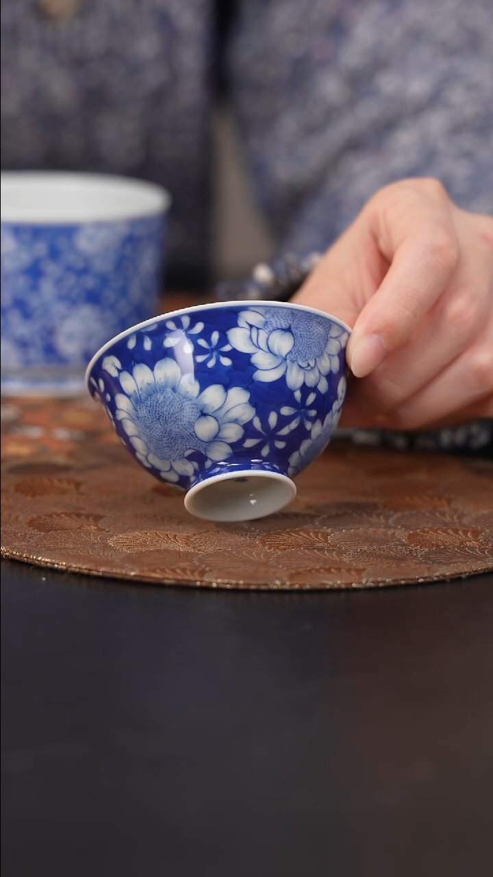 【闪购商品】杯看山柴窑青花向日葵