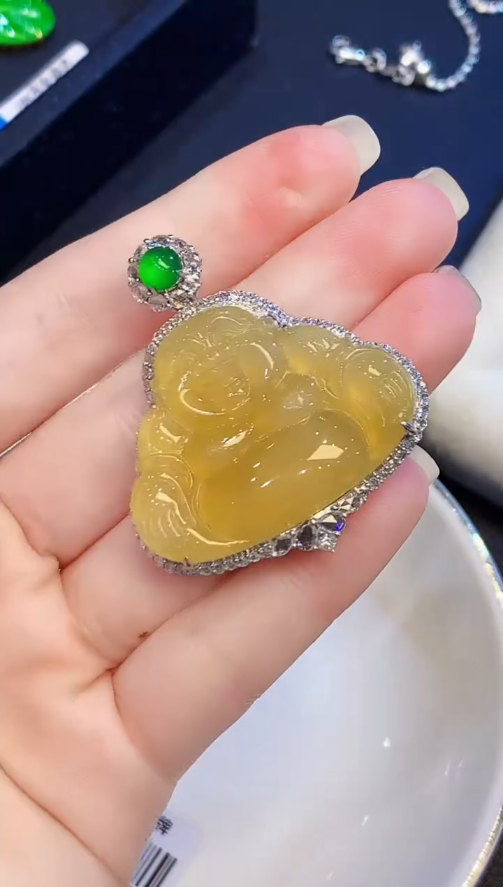 吊坠(不含链)18K金镶嵌翡翠LYH