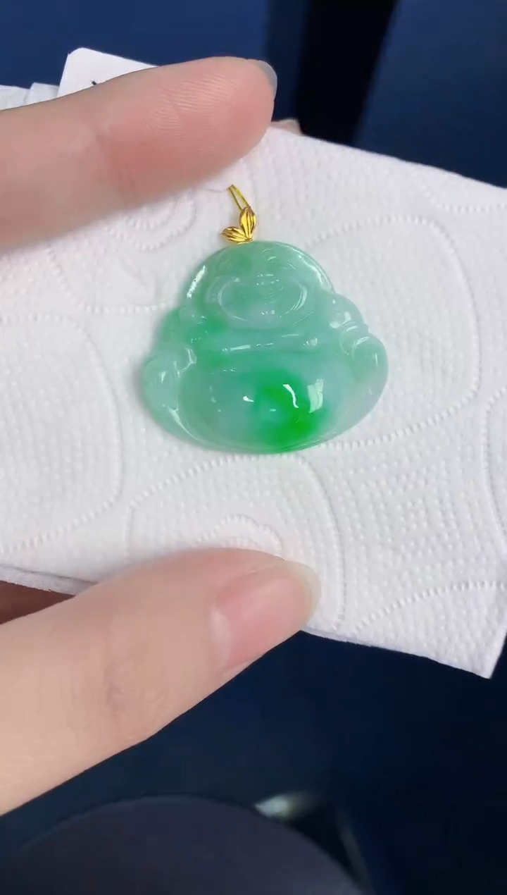 颈饰18K金镶嵌翡翠天然翡翠缅甸A货