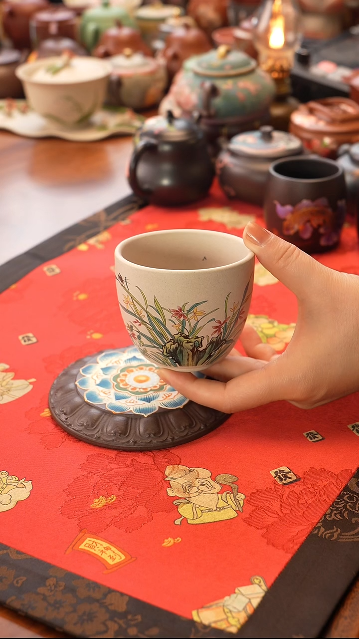 茶壶紫砂白段泥兰花杯