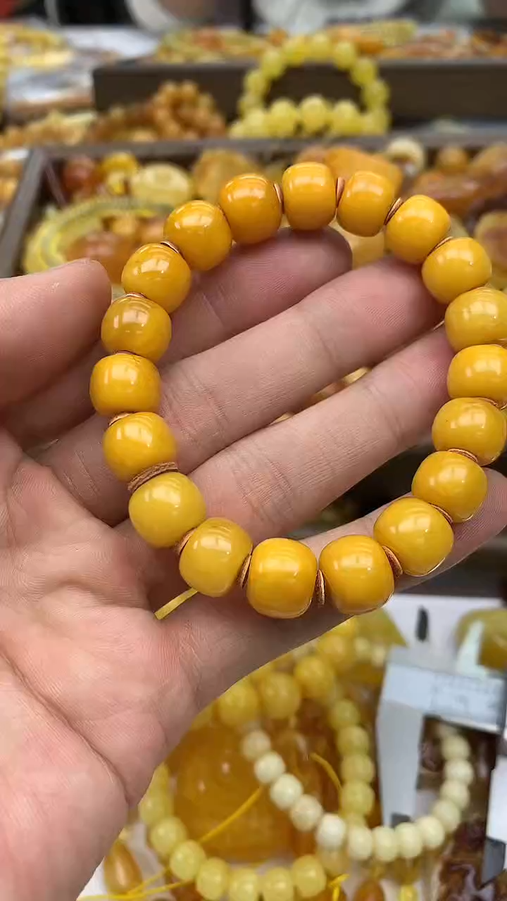 裸石琥珀未镶嵌手串卡11