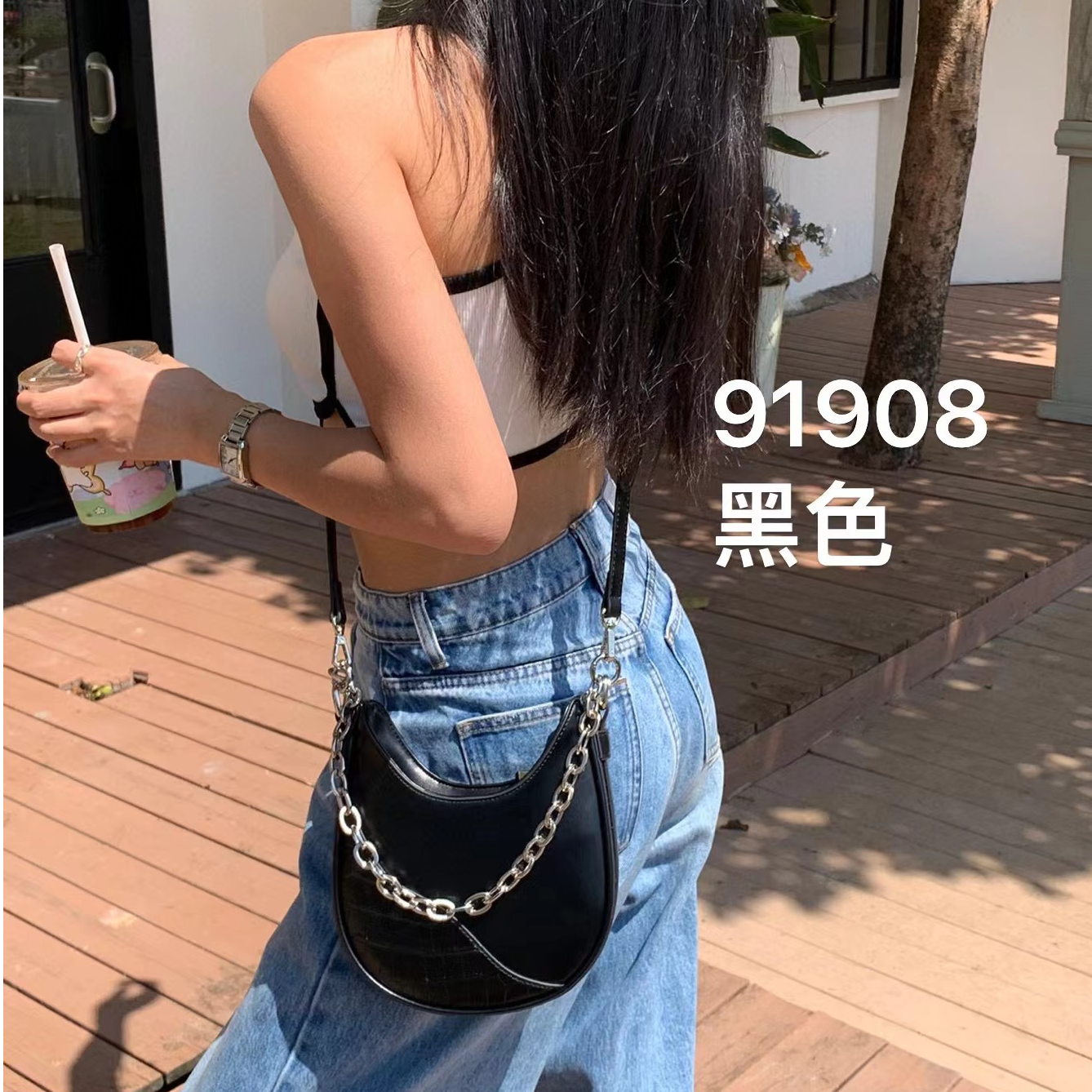 BSS-VAZSLVE/原创设计SK-91908-黑色 新款轻奢时尚斜挎单肩包