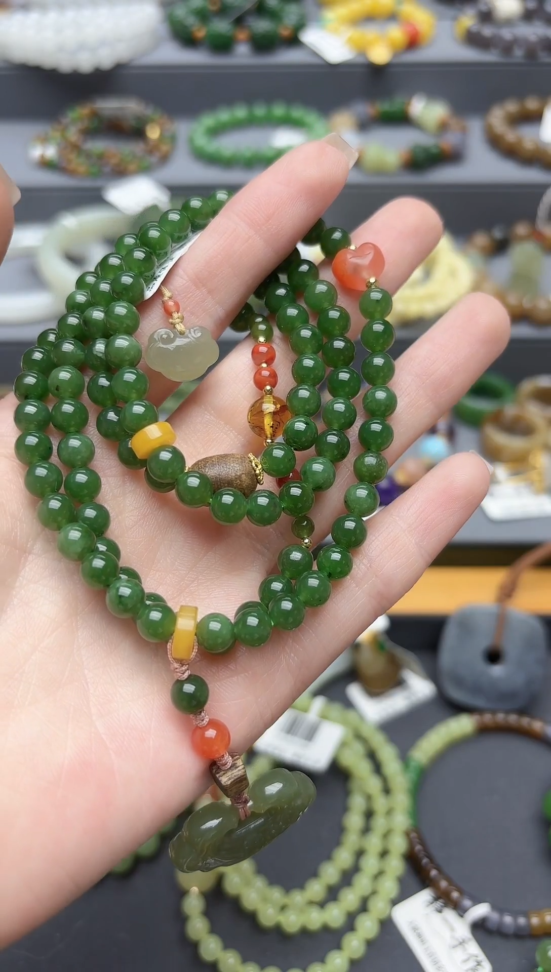 未镶嵌手串和田玉天然和田玉碧玉四圈手串