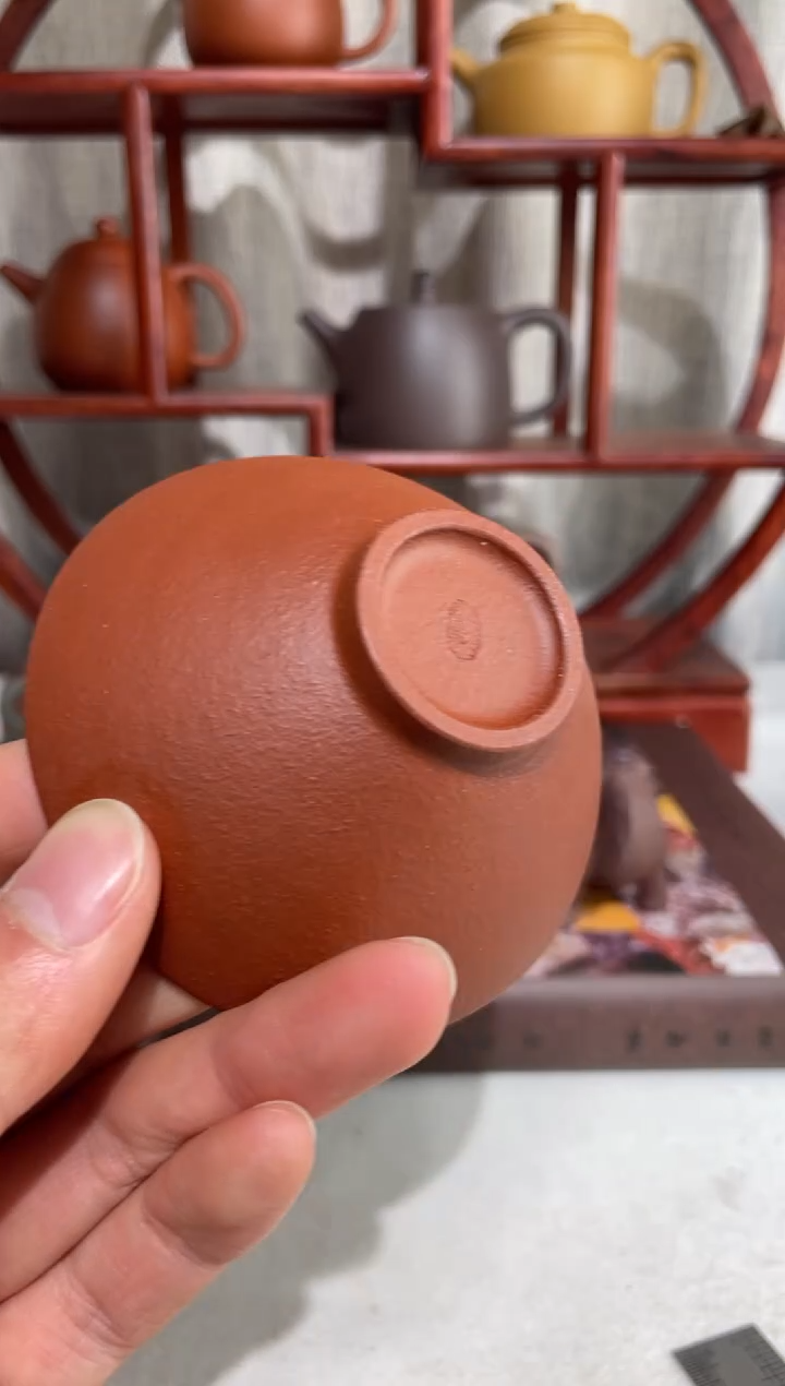 【闪购商品】紫砂茶壶朱泥大红袍手工泥斗笠杯