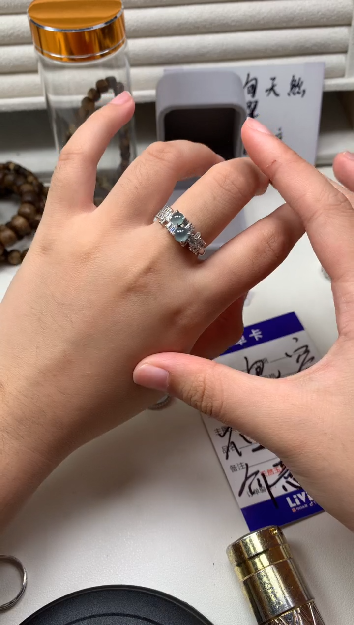 银S925镶嵌戒指翡翠11