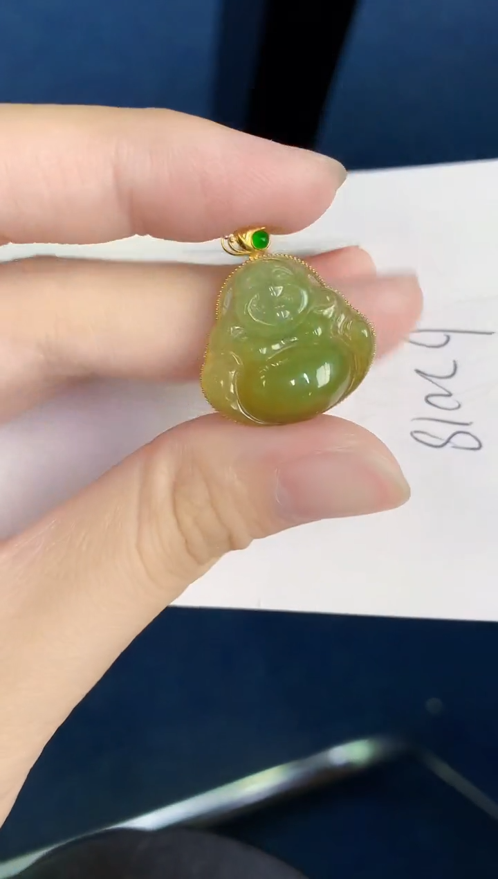 翡翠18K金镶嵌颈饰天然翡翠缅甸A货
