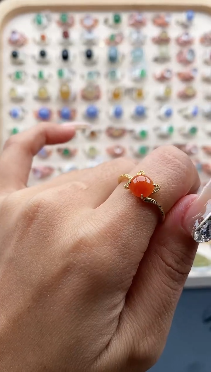 【闪购商品】翡翠戒指银S925镶嵌缅甸天然A货翡翠333  6+5