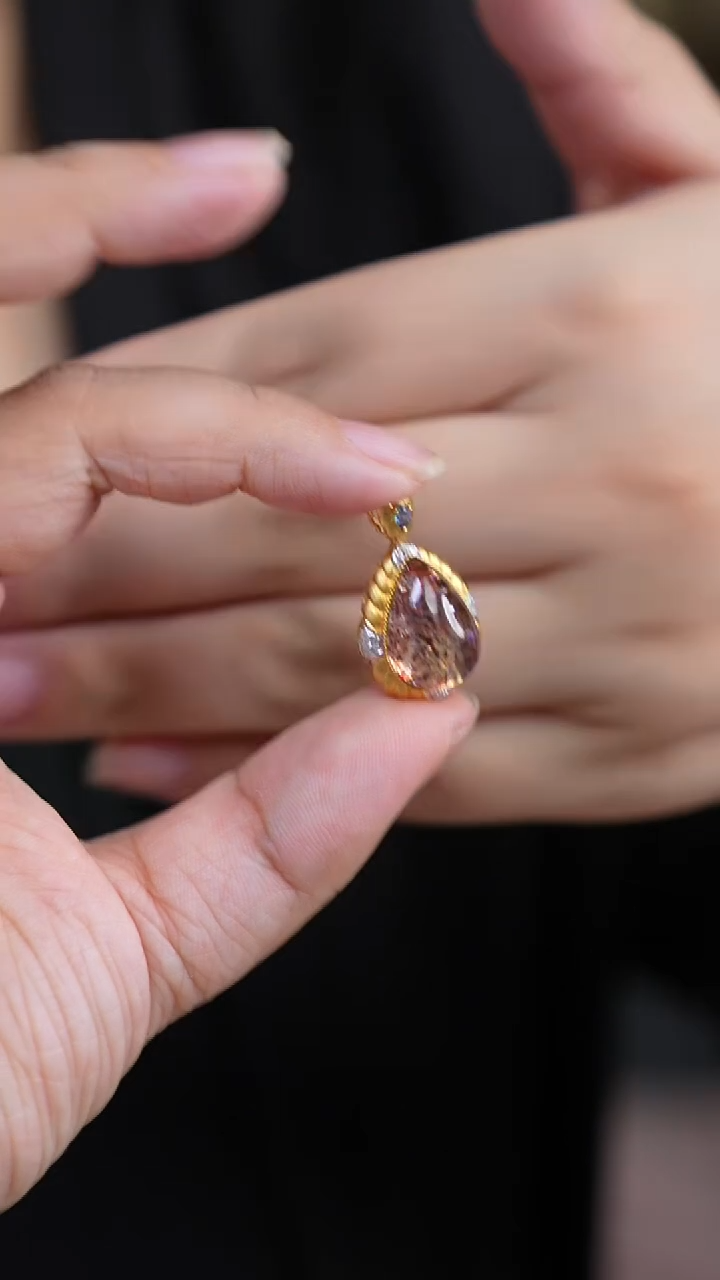 吊坠(不含链)18K金镶嵌水晶XQ0148