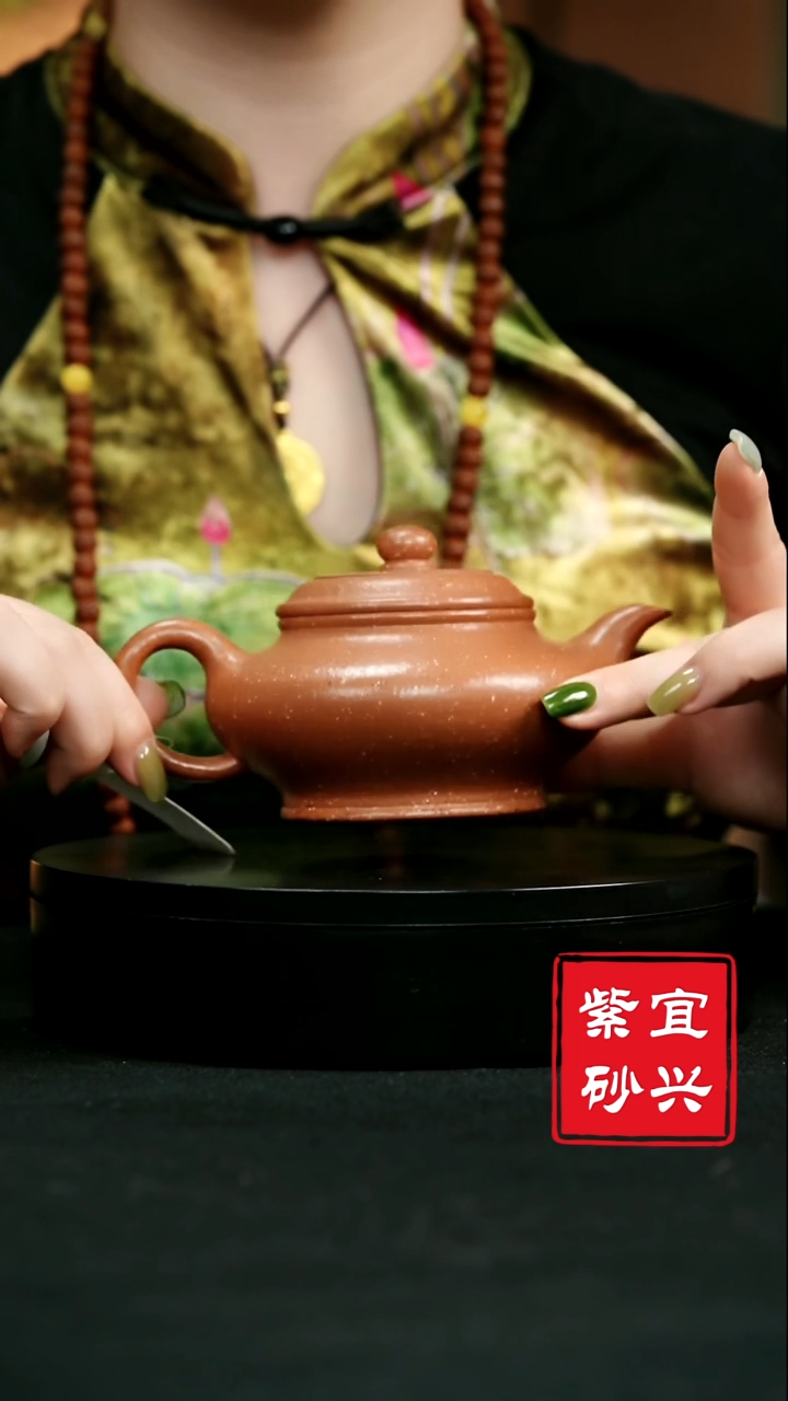 茶壶紫砂8  虚扁  粗砂 红降坡  手工紫砂壶