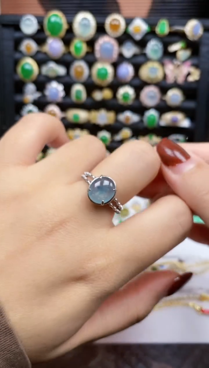 银S925镶嵌戒指翡翠340