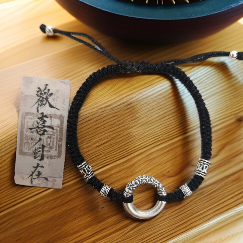 足银手链 足银 做旧平安扣手链 下单备注身高体重