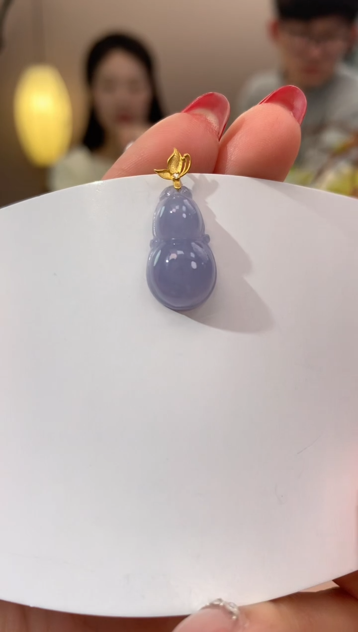 【闪购商品】翡翠颈饰18K金镶嵌天然缅甸a货翡翠