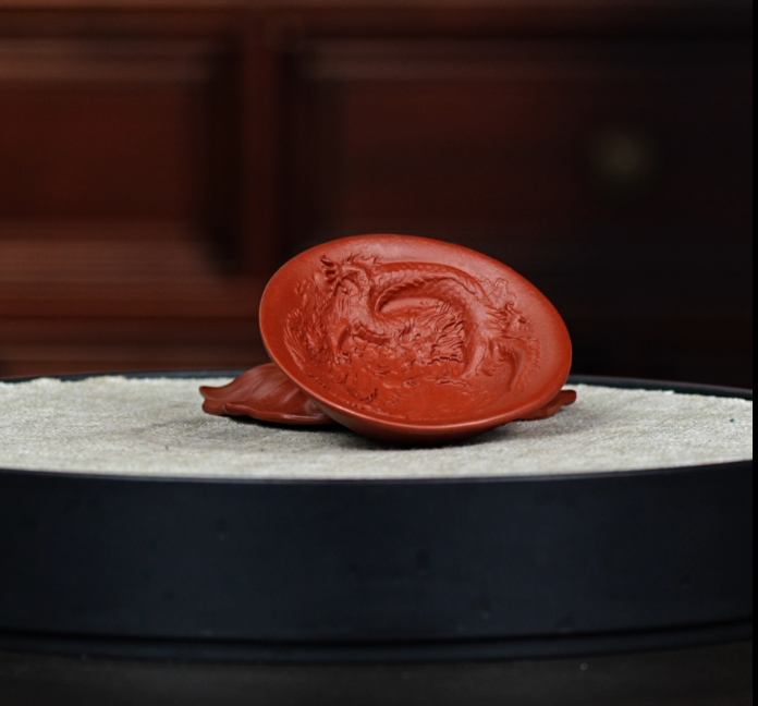 原矿大红袍紫砂龙凤斗笠杯