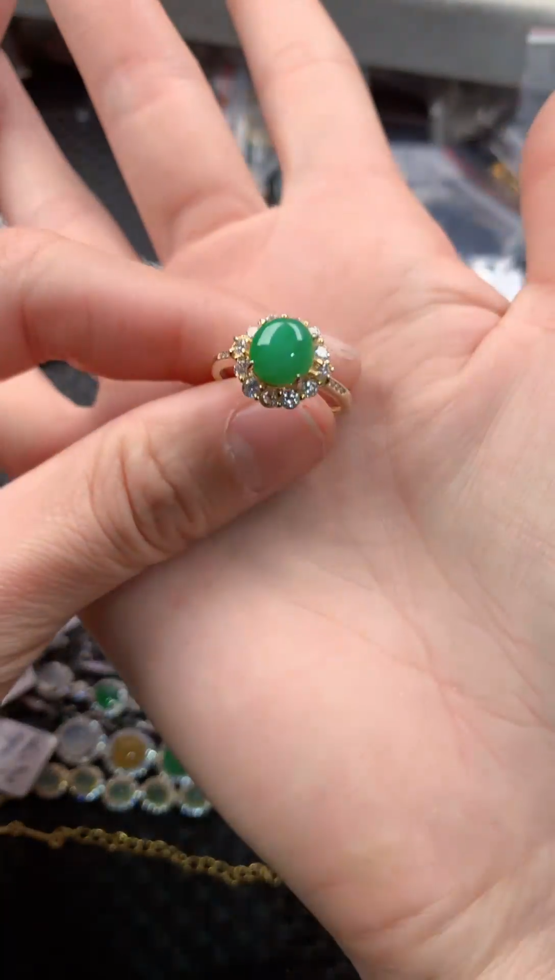 银S925镶嵌戒指翡翠222   3