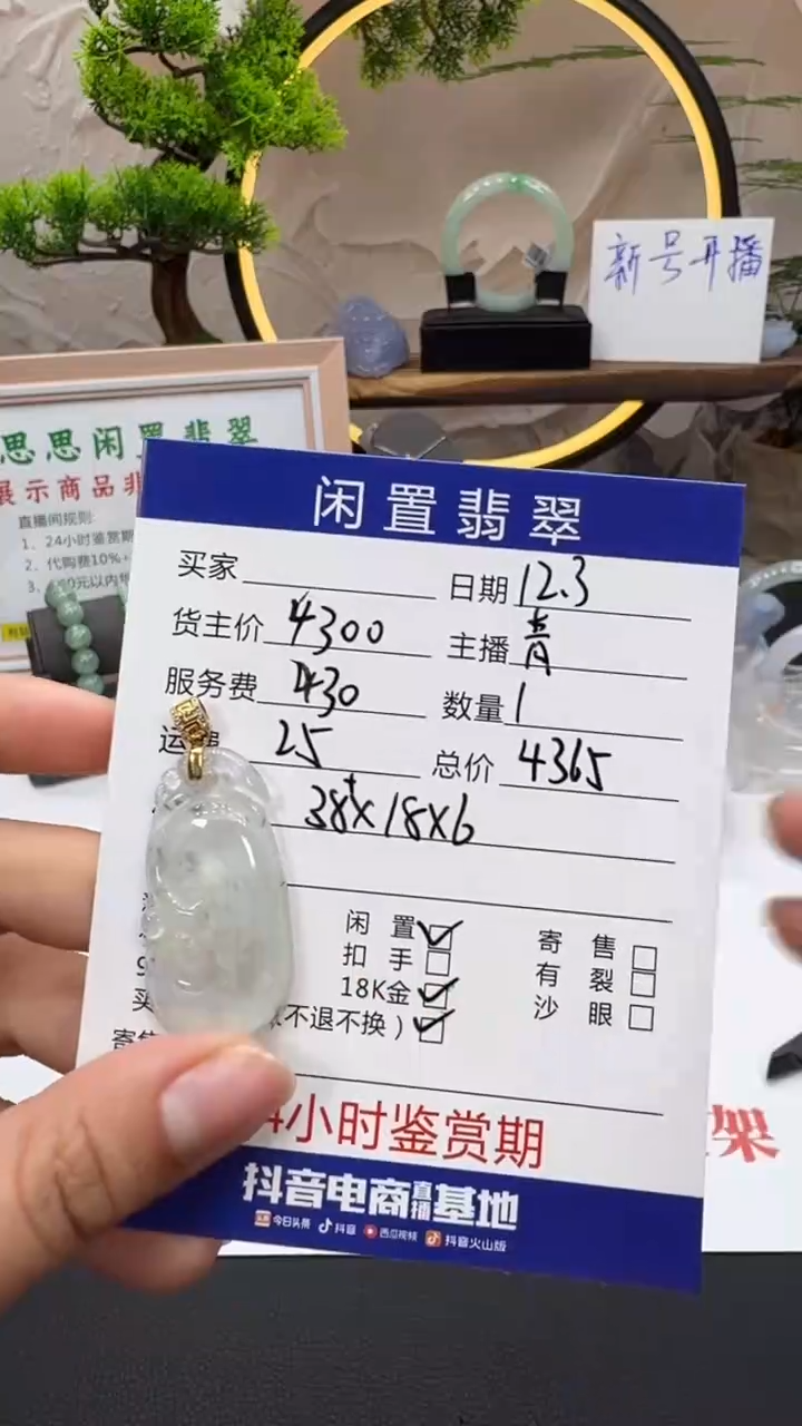颈饰18K金镶嵌翡翠挂件