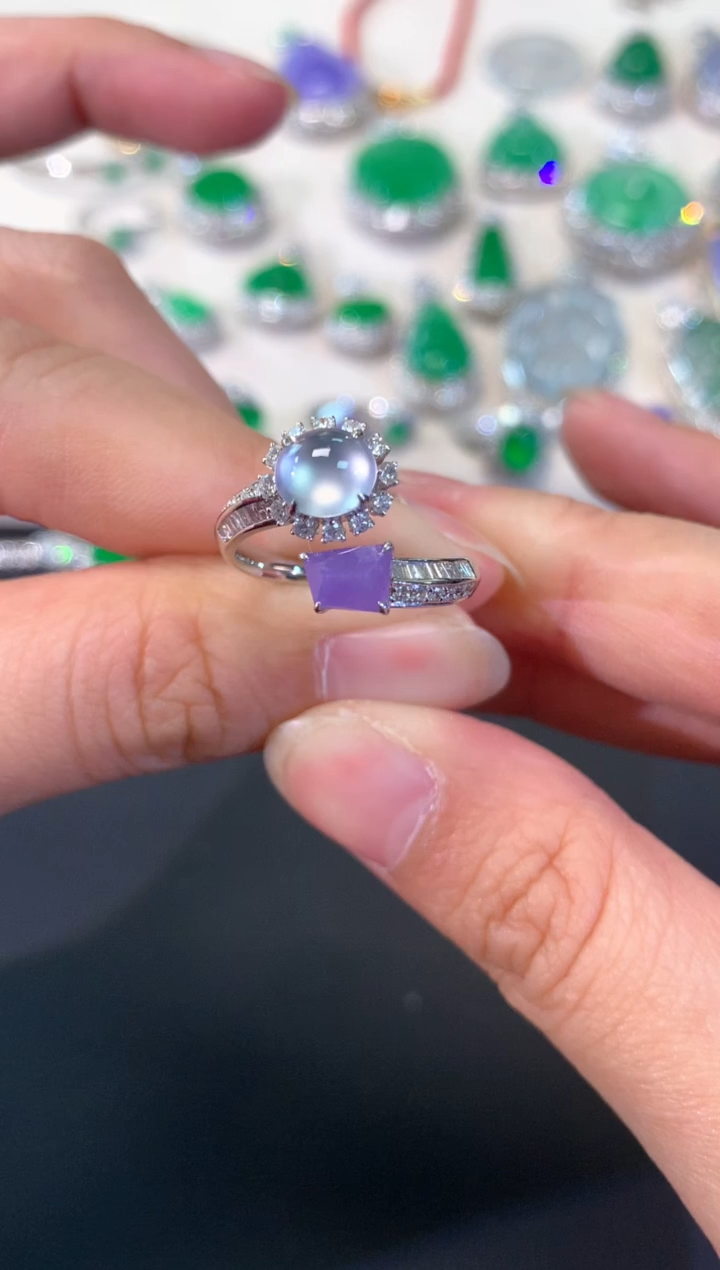 【闪购商品】翡翠戒指18K金镶嵌A48|12800