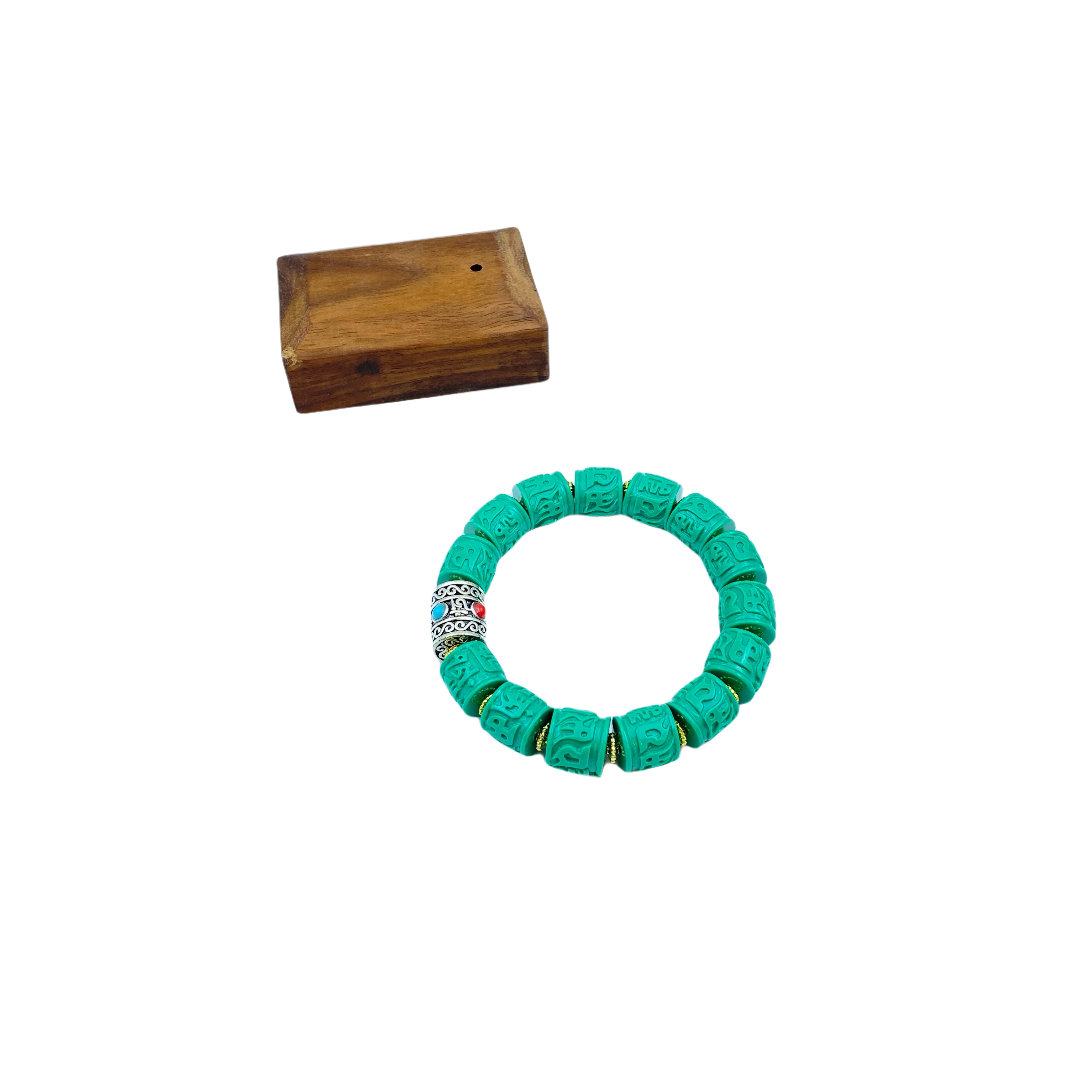 石英质玉国风雕花手链S1636合金