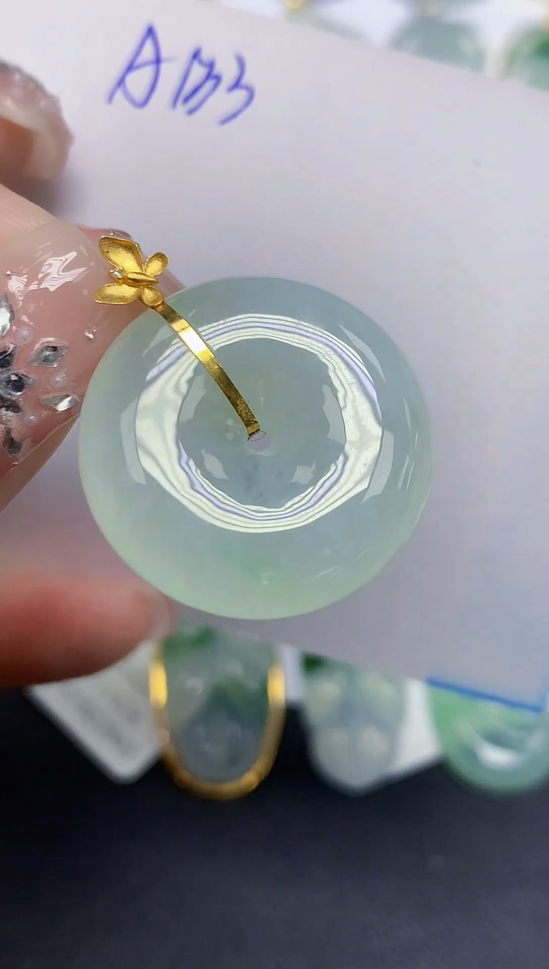 颈饰18K金镶嵌翡翠天然缅甸翡翠A货翡翠百元以上9元证书费自理