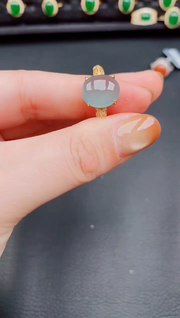 【闪购商品】翡翠戒指银S925镶嵌天然a货翡翠127