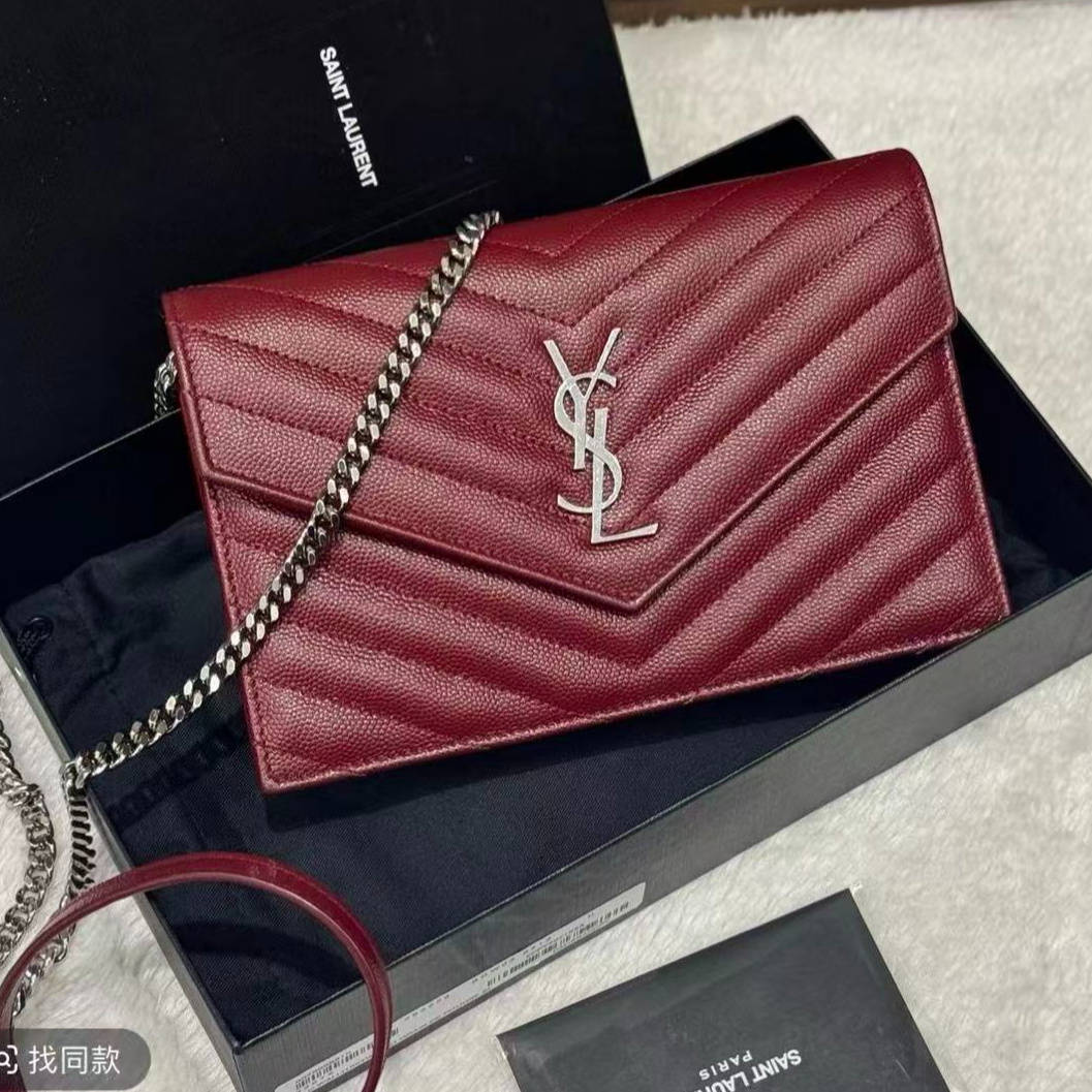 95新 YSL/圣罗兰 envelope银扣信封包【静文】BGD902020014/98新