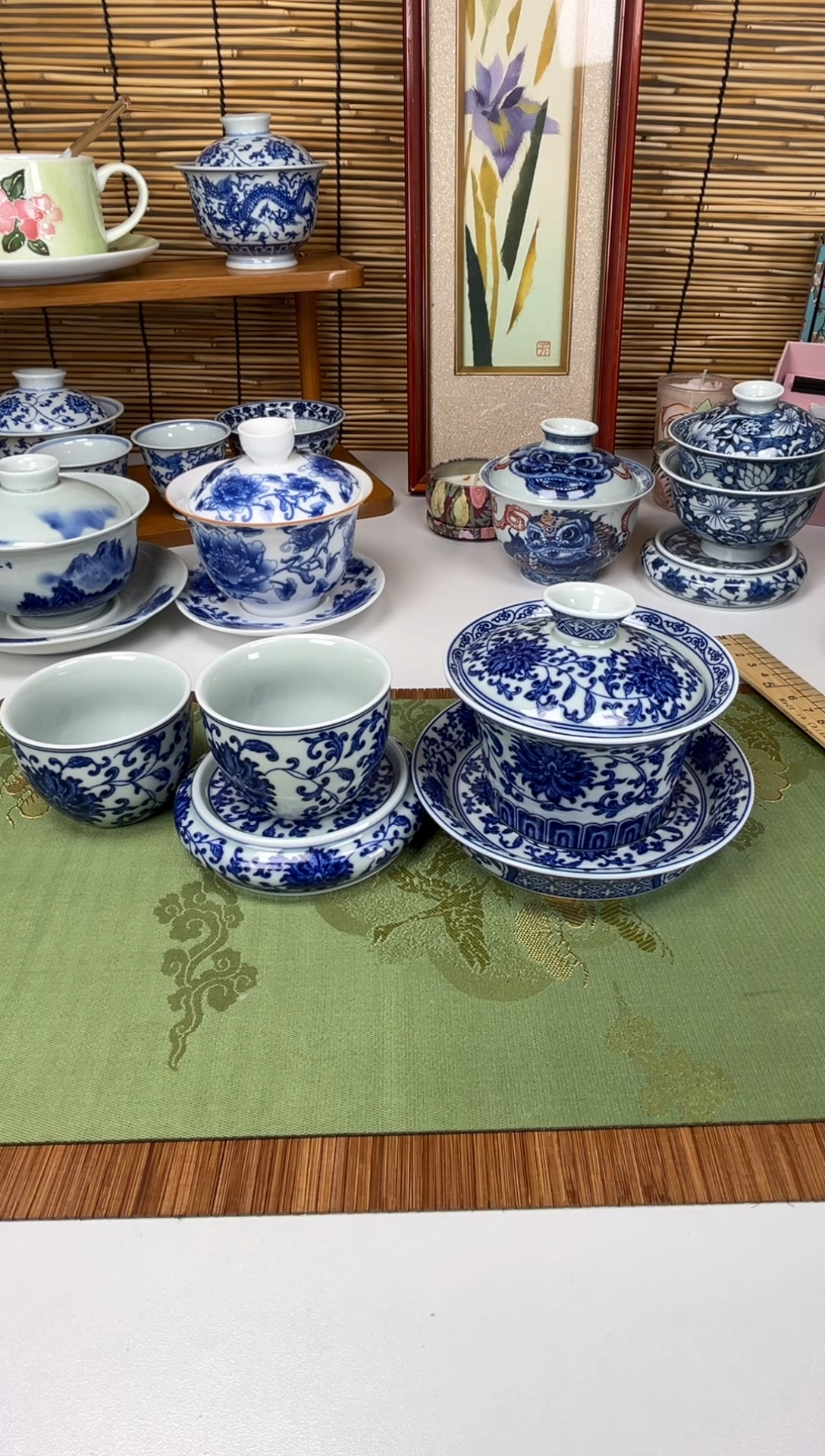 主人杯青花缠枝莲马蹄三才4件套