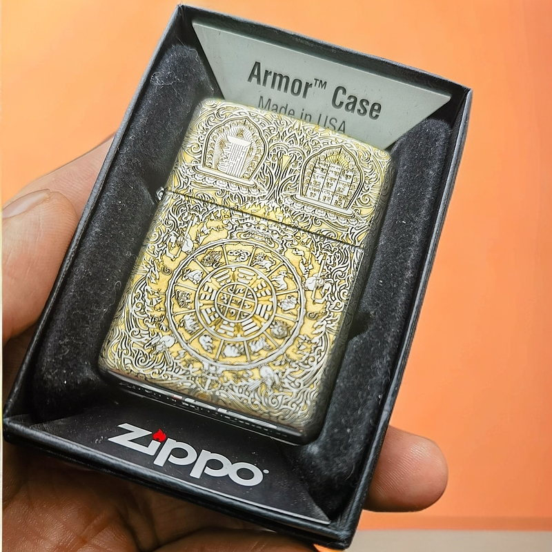 Zippo打火机金拼双色盔甲九宫八卦168-DY9912DK