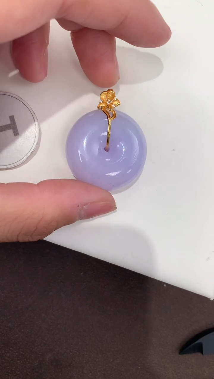 颈饰18K金镶嵌翡翠天然缅甸A货翡翠