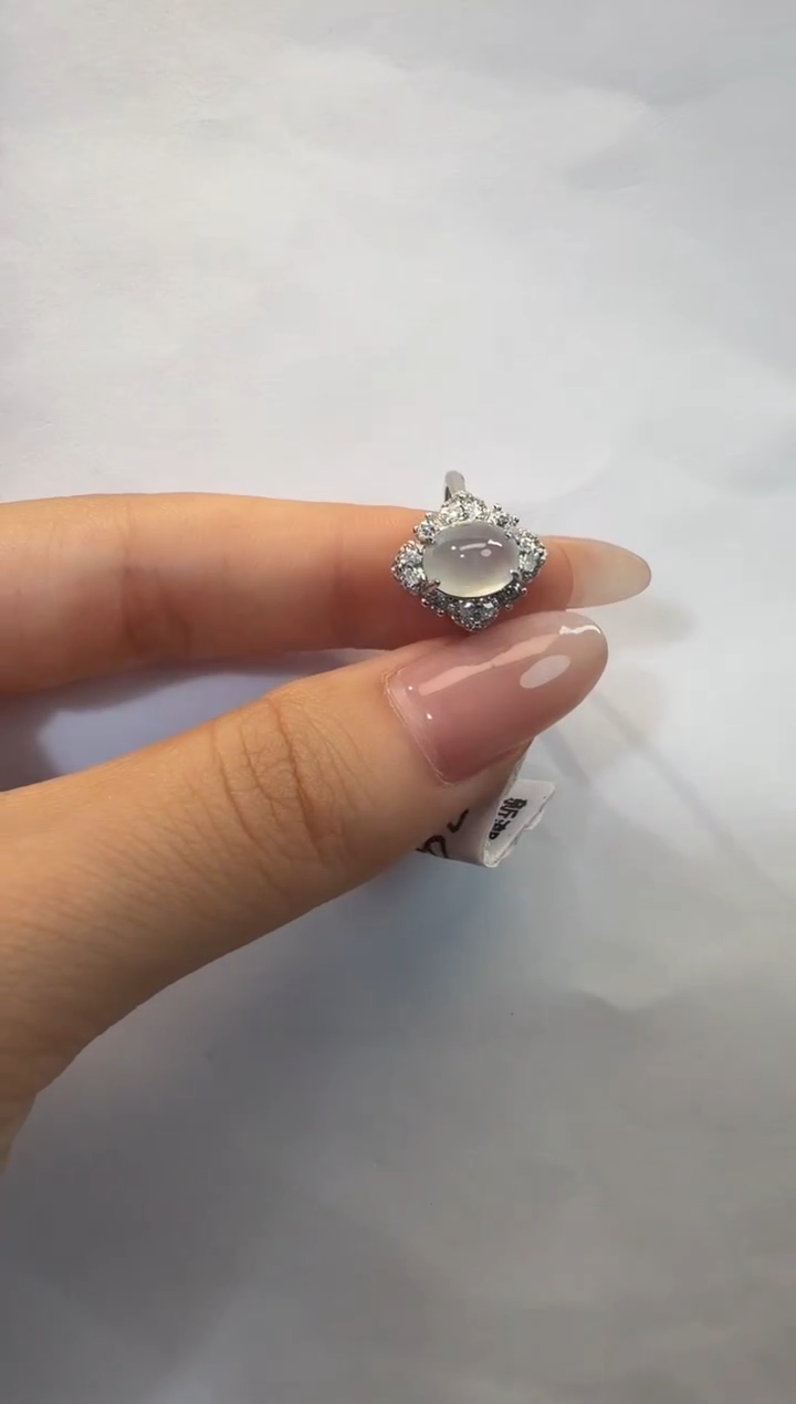 银S925镶嵌戒指翡翠925银镶翡翠戒指镶嵌240