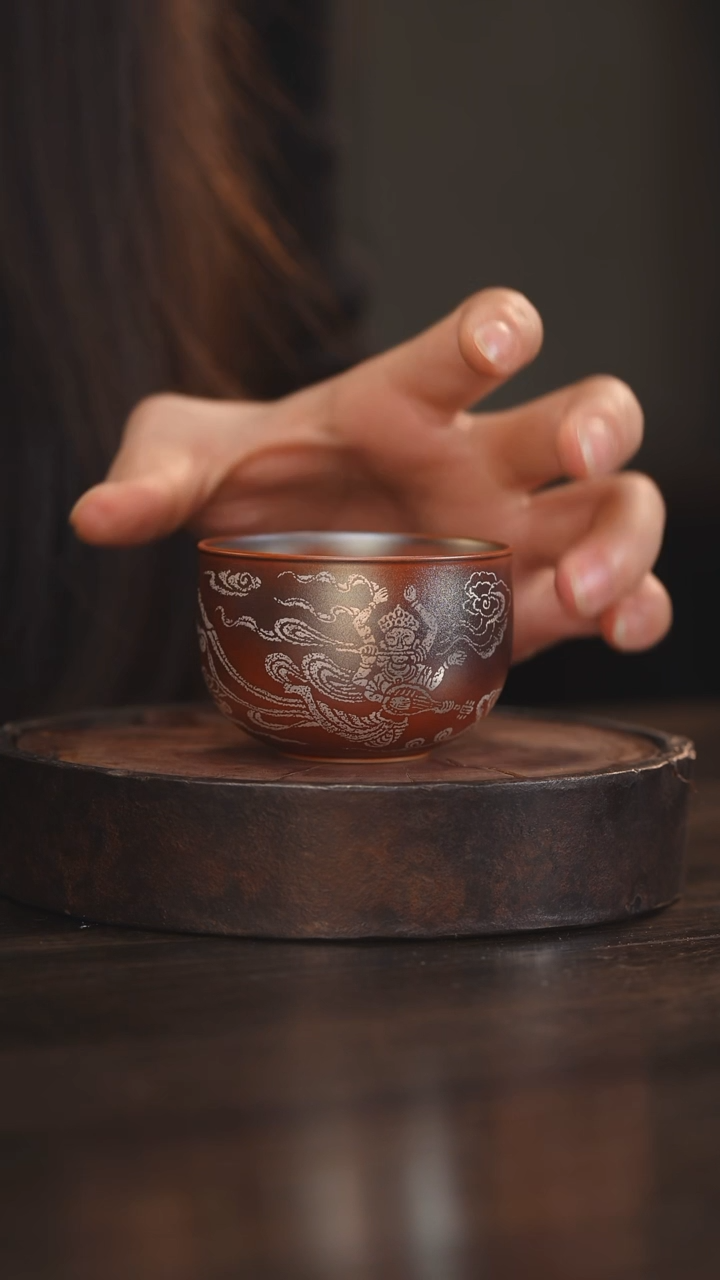 【闪购商品】杯41柴房陶瓷丨金红错银飞天单杯