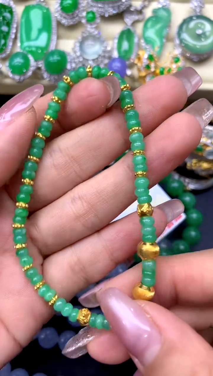 足金镶嵌手链翡翠208-中国好珍宝