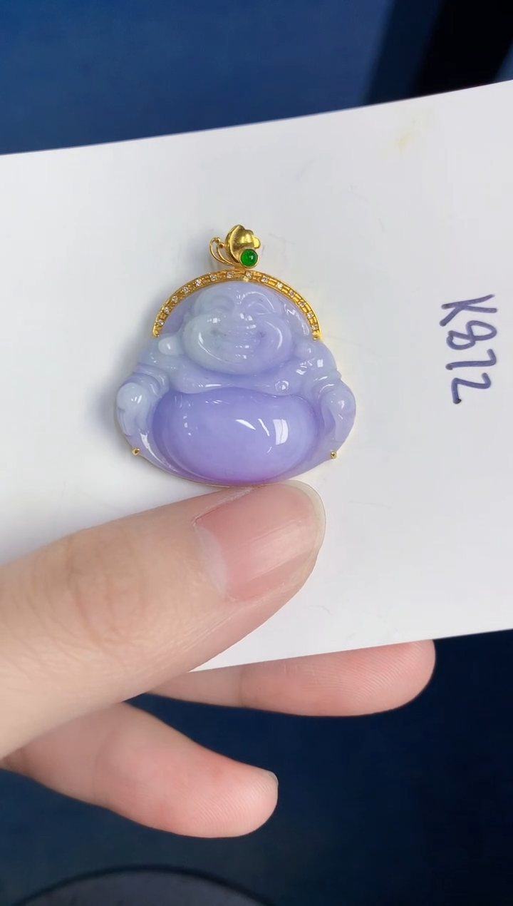 颈饰18K金镶嵌翡翠天然翡翠缅甸A货
