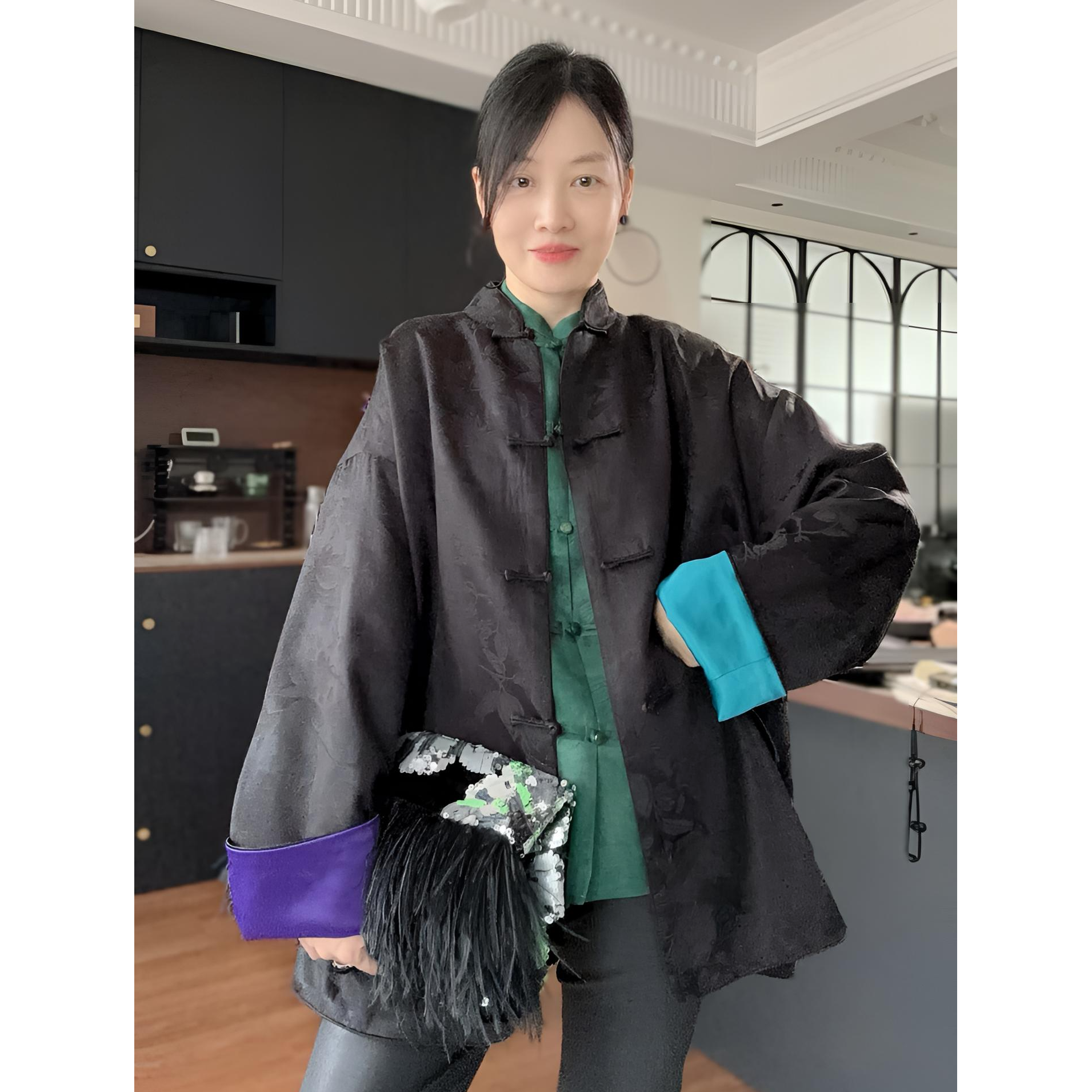 原创精选设计师款时尚百搭休闲新中式宽松大当家外套TB58029
