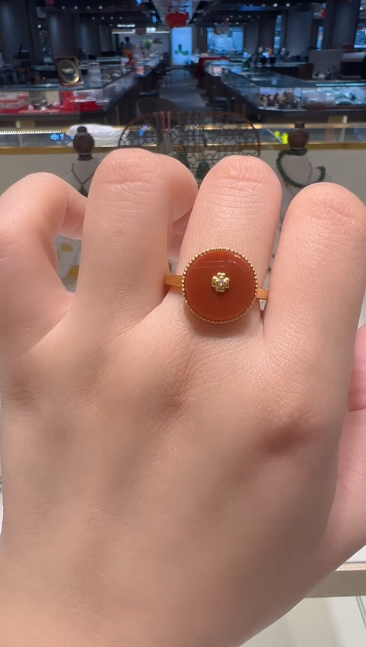 【闪购商品】南红玛瑙戒指银S925镶嵌30