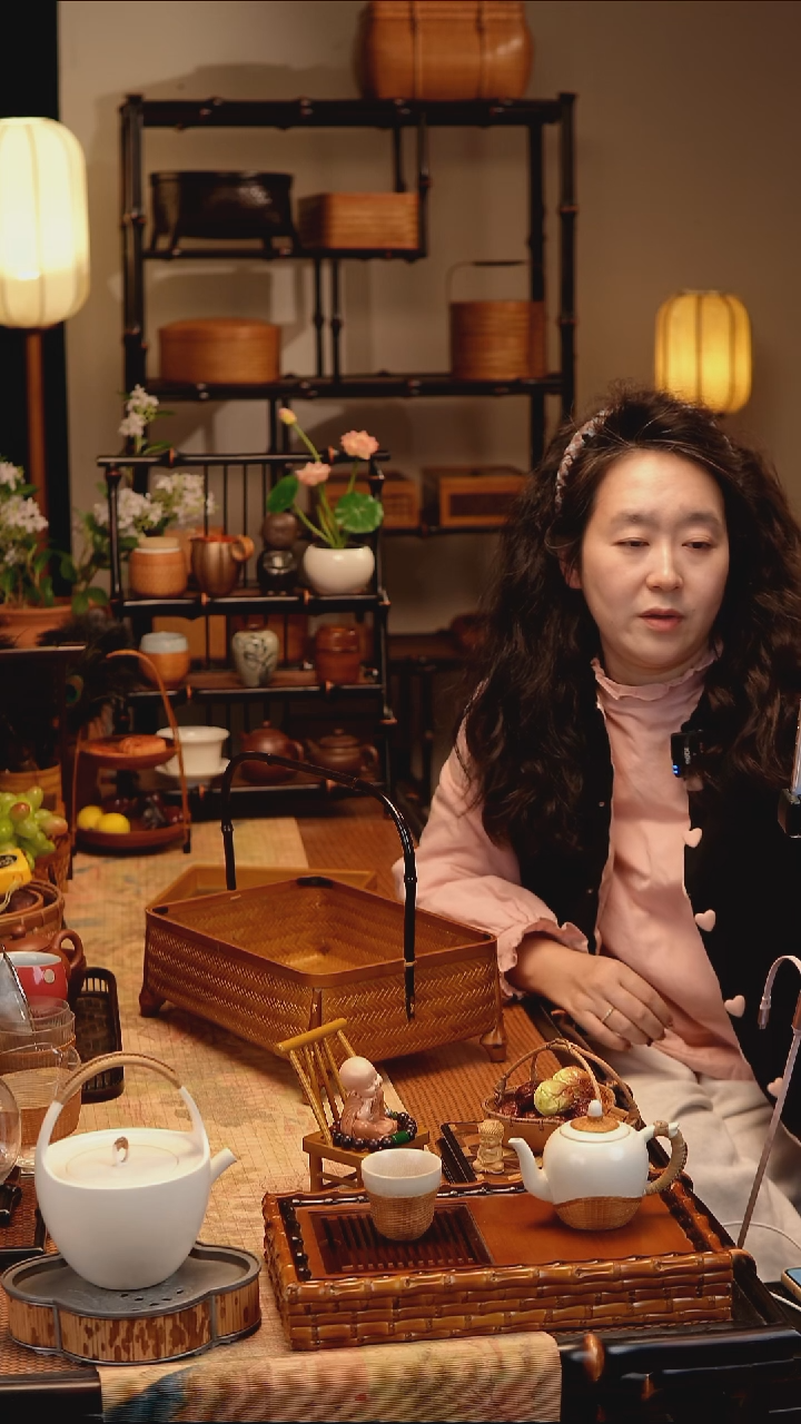 微瑕寒山提篮 紫竹柄