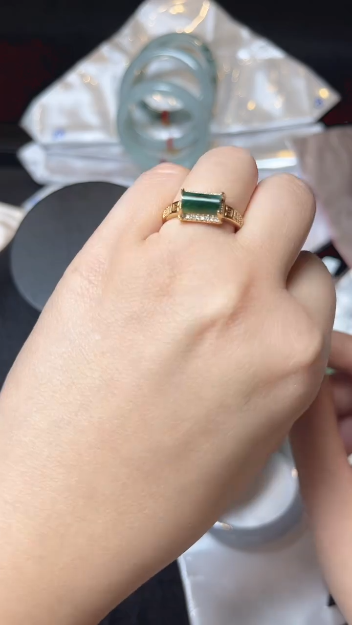 银S925镶嵌戒指翡翠翡翠戒指