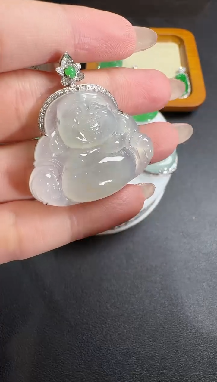【闪购商品】翡翠吊坠(不含链)18K金镶嵌【源头工厂】钻石镶嵌