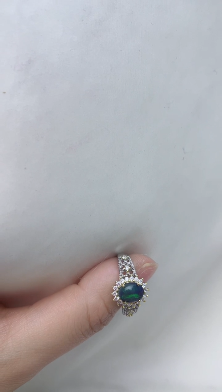 【闪购商品】欧泊戒指银S925镶嵌A47戒指