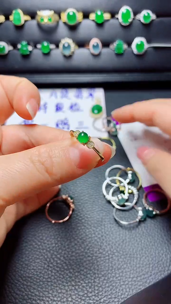 银S925镶嵌戒指翡翠天然翡翠A货s925银镶