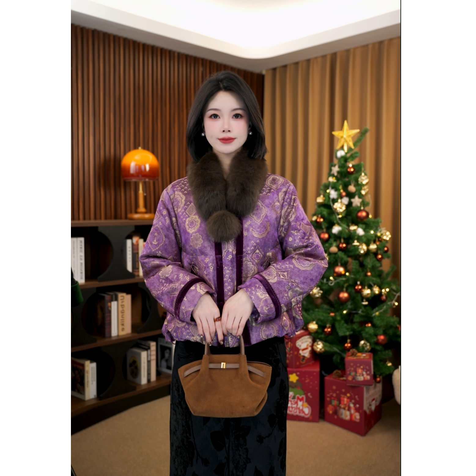 【堇月】新中式高定保暖冬气质加厚鹅绒服百搭外套G9381