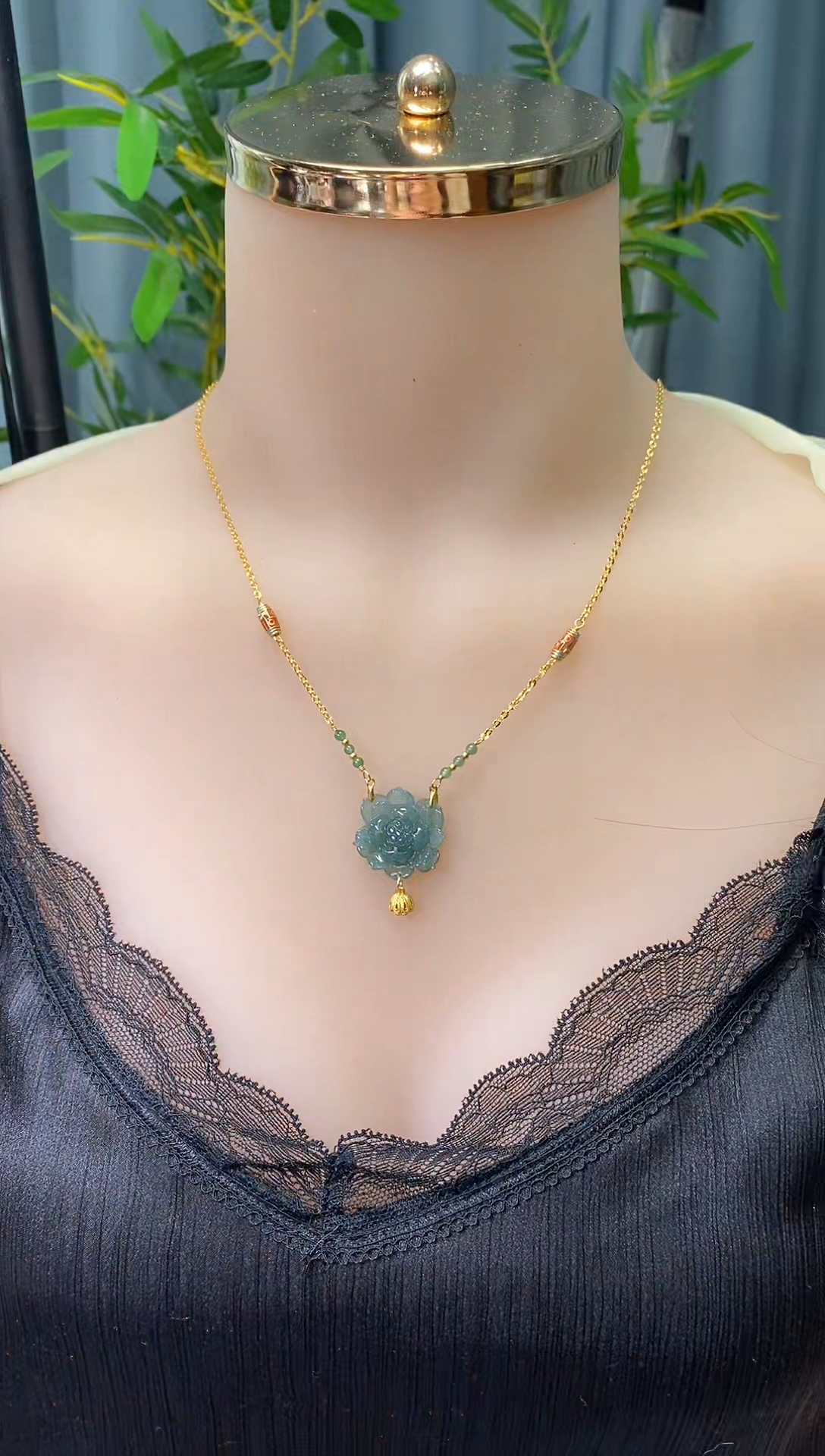 翡翠银S925镶嵌颈饰净货12839