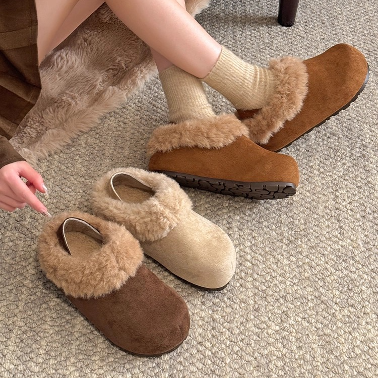 两穿棉鞋女外穿2025新款秋冬季爆款加绒保暖内增高勃肯包跟棉鞋子