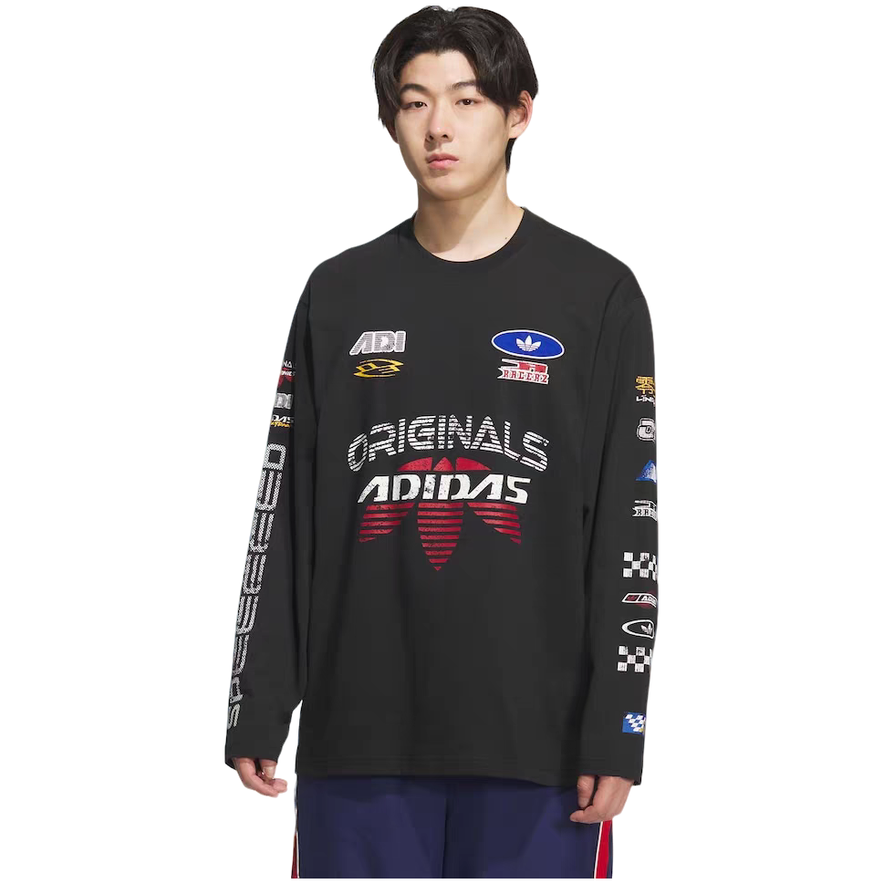 adidas/阿迪达斯潮流赛车风纯棉【七夕心意好礼】宽松长袖T恤KH1199